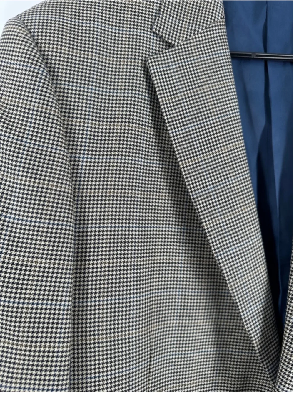 Tommy Hilfiger sports coat Blazer houndstooth wool silk Gold Logo sz 42 Tall